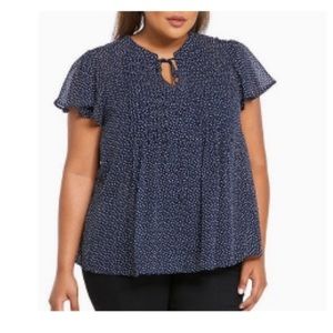 Torrid - Navy blue& white heart semi sheer top